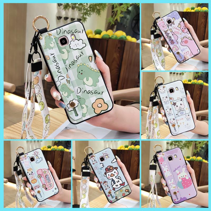 Soft Case Protective Phone Case For Samsung Galaxy J510/J5 2016/J5108 Wrist Strap Cartoon Cute Back Cover Silicone Ring