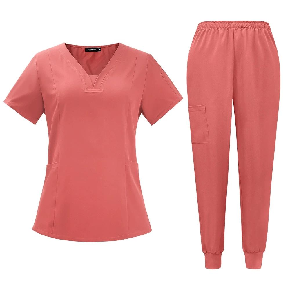 Breathable Hospital Uniforms Nurse Beauty Dental Salon Work Clothes Suits Custom LOGO Uniform Medical Scrubs Sets for Men Women