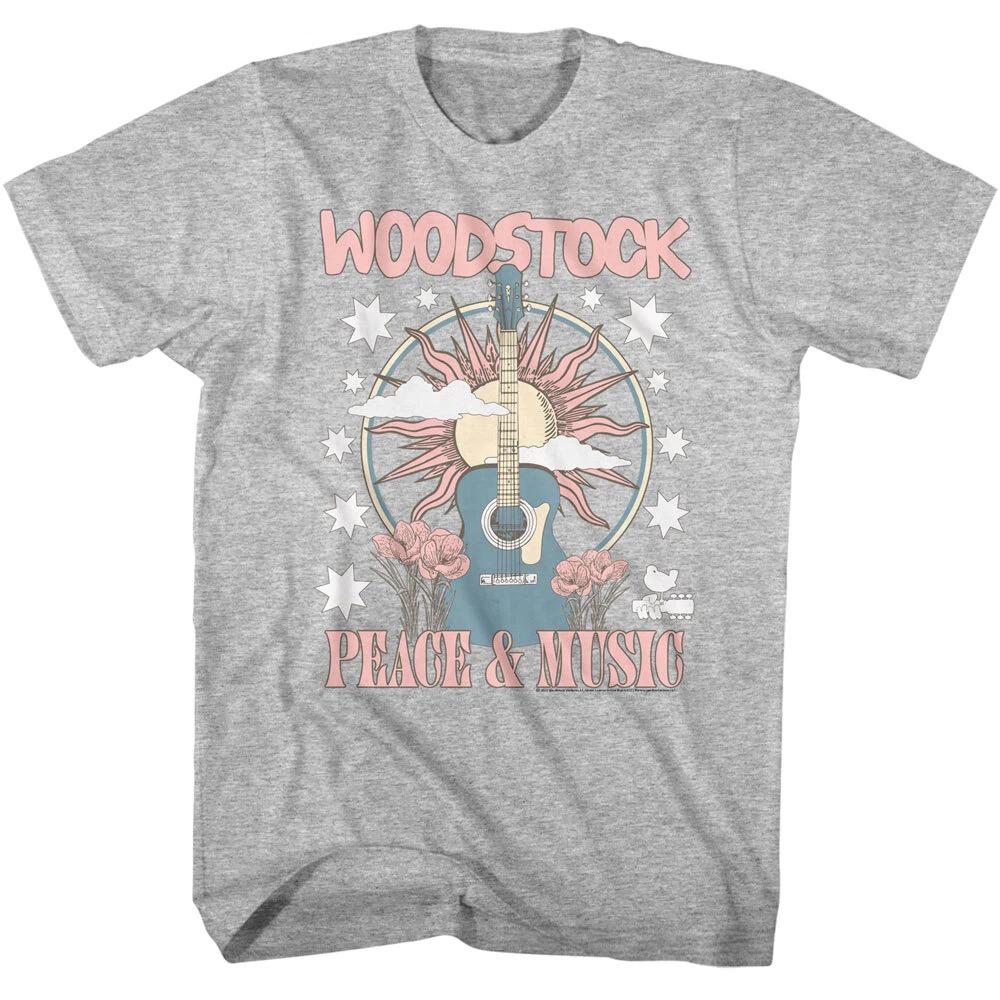 Woodstock Sunshine Acoustic Guitar Peace & Music Men s T Shirt Rock & Soul Merch S