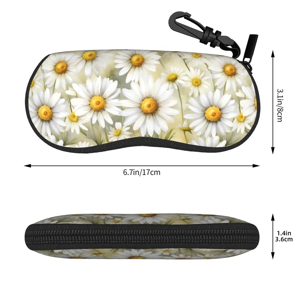 Cute Daisy Flower Glasses Case Printing Zipper Sunglasses Storage Box Anti-Pressure Glasses Box