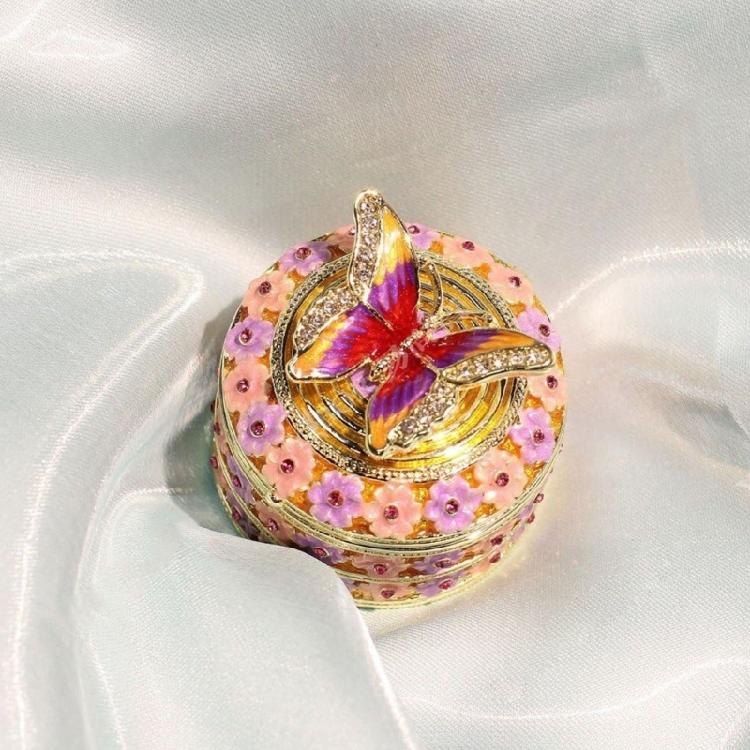 Handcrafted Enamel Butterfly Jewelry Case With Multi Functional Storage Space And Sturdy Metal Structure