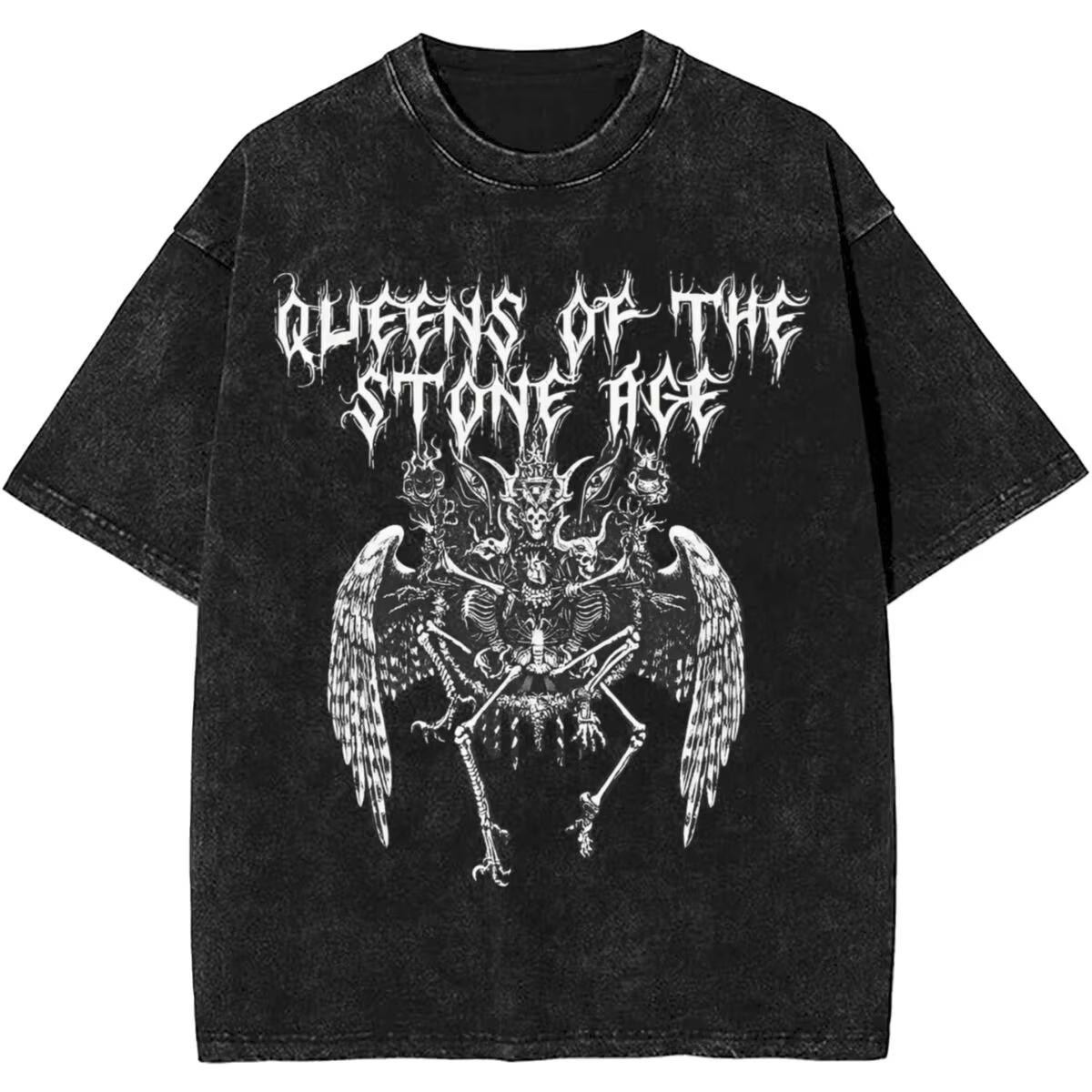 

Queens of The Stone Age T-Shirt Summer Meme Vintage T-Shirts Cotton Harajuku Tee Shirt for Man Short Sleeves Print Clothes S
