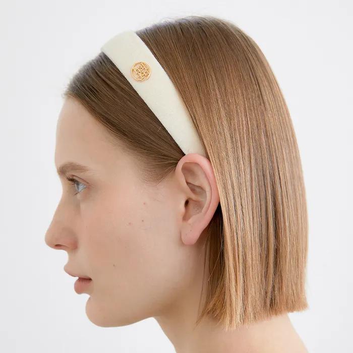 Flat Velvet Hairband (H017_ivory)