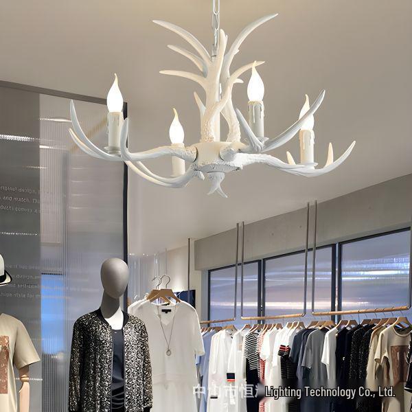 Nordic Cabin Antler Pendant Light - American Industrial Style for Living, Dining, or Bedroom Warm Light