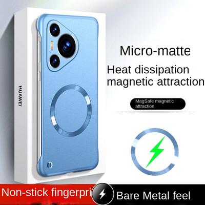 Metallic Paint Frameless for Magsafe Magnetic Phone Case for Huawei Pura 70 Ultra P70 Pro + P60 Pro P50 P40 Mate 60 Pro 50 40 30 Camera Protect Cover