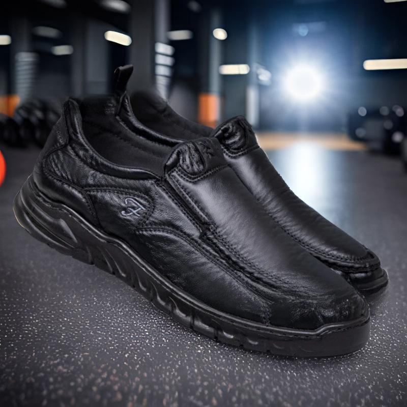 

Old Beijing cloth shoes men s shoes imitation leather shoes hand-stitched business casual men s soft sole soft leather middle-aged and elderly father 38