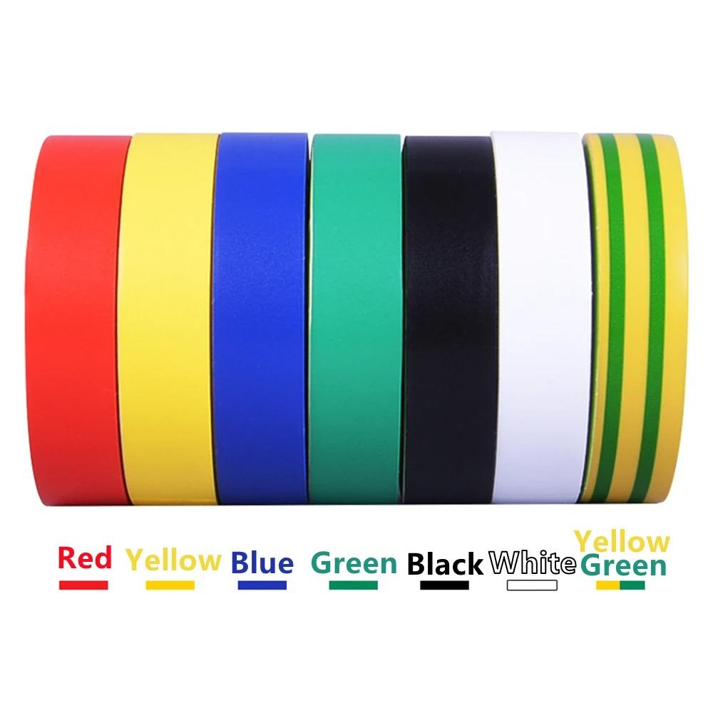 Color Insulating Electrical Tape PVC Wear-resistant Flame Retardant Lead-free Waterproof Eletrician Black Red Blue GreenPinstriping Tape 3