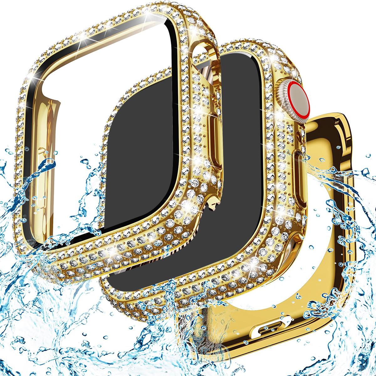 

Скляний+Блискучий Чохол для Apple Watch Case 44 45мм 41мм 40мм 42мм 44 мм Алмазний бампер+Захисне скло iwatch series10 9 8 7 5 6 SE Ultra 49mm