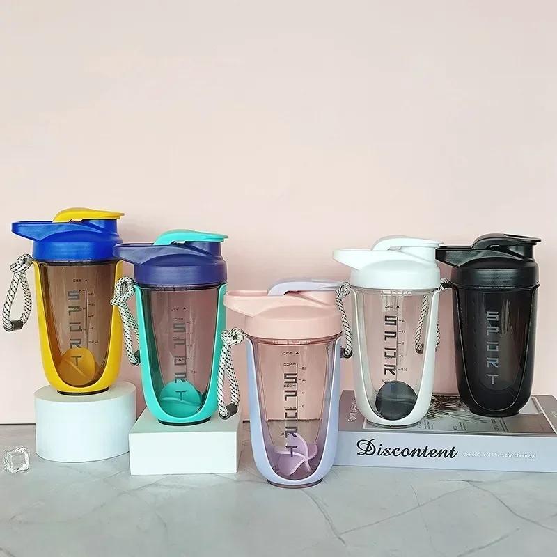 590ML Blender Shaker Bottle with Stirring Ball Protein Powder Shake Cup Plastic Mixing Cup Body Building Exercise Water Bottle
