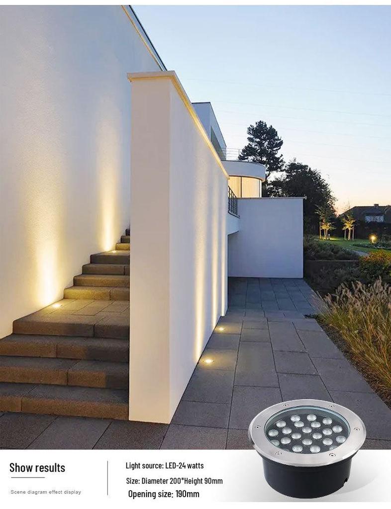 Low Voltage 12V-24V Outdoor LED In-Ground Light: Waterproof, Stainless Steel for Parks and Courtyards