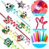 Reusable Spiral Straws with Soccer and Castle Topper for Parties and Everyday Use Pack of 1 Straws for Drinks and Celebrations