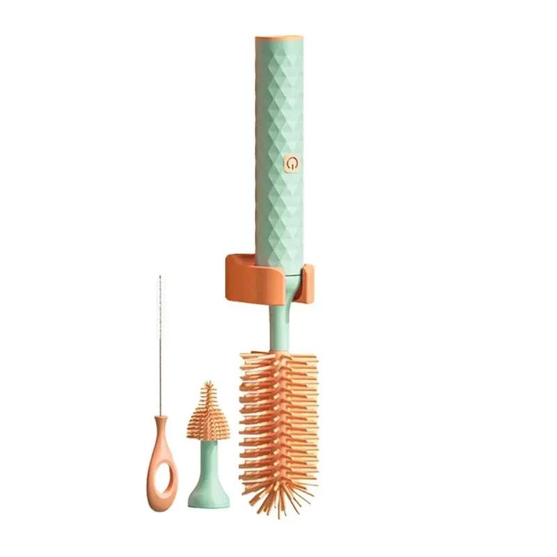 

3/4 шт. Набор электрических щеток для чистки, силиконовые щетки для детских бутылочек, вращающиеся на 360°, чистящие средства для детских сосок, кухонные принадлежности