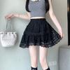 Sweet Lace Tiered Midi Skirt Women's Summer High Waist Slimming A-Line Princess Puff Short Skirt
