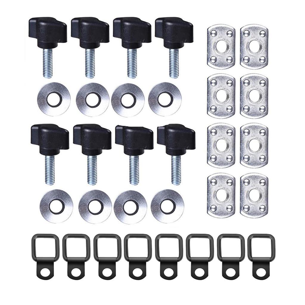 Hardtop Quick Removal Thumb Screws Nut Washer Tie-Down D-Rings Compatible With Jeep Wrangler JK YJ TJ JKU Black