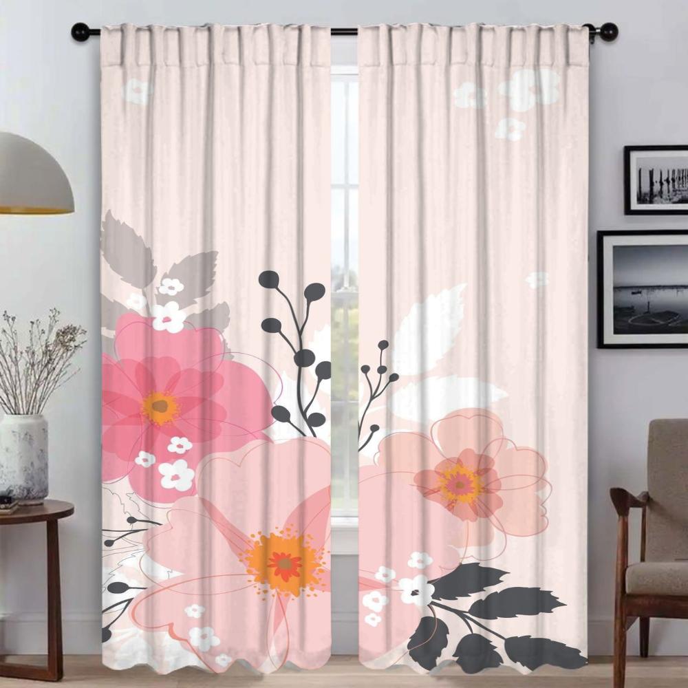 

Плотные шторы для комнаты 2 панели A Little Flowers Шторы для кухни Жалюзи Домашний интерьер Шторы Тюль для спальни Оттенки для ребенка W50xH70cmx2pcs-CL