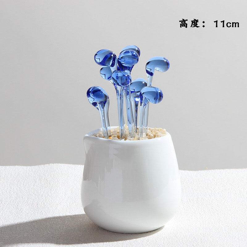 Handmade Glass Blown Cactus Cute Crystal Art Cactus Statue Collection Desk Desktop Simulation Plant Decoration