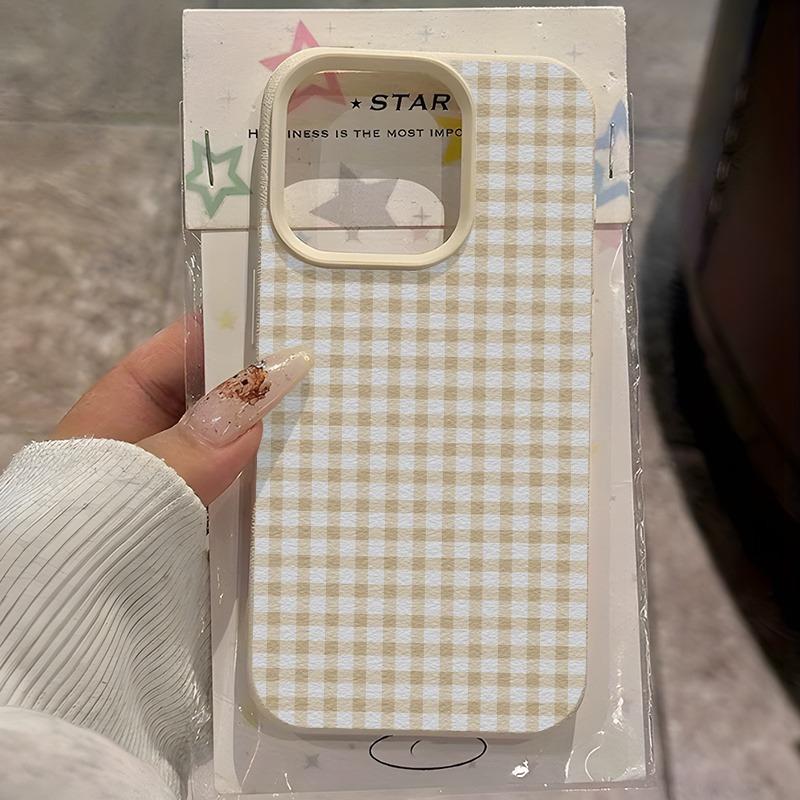 Simple Striped Grid Lychee Texture Phone Case For iPhone 11 12 13 14 15 16 17 Pro Max 14 15 Plus 17 Air Silicone Soft Cover