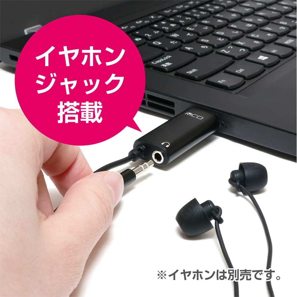 Miyoshi MCO USB Pin Microphone with Mini Clip, 3.5mm Earphone Jack, Mute Switch, Omnidirectional, Compatible with WindowsMacOS, 1.9m Cable Length,