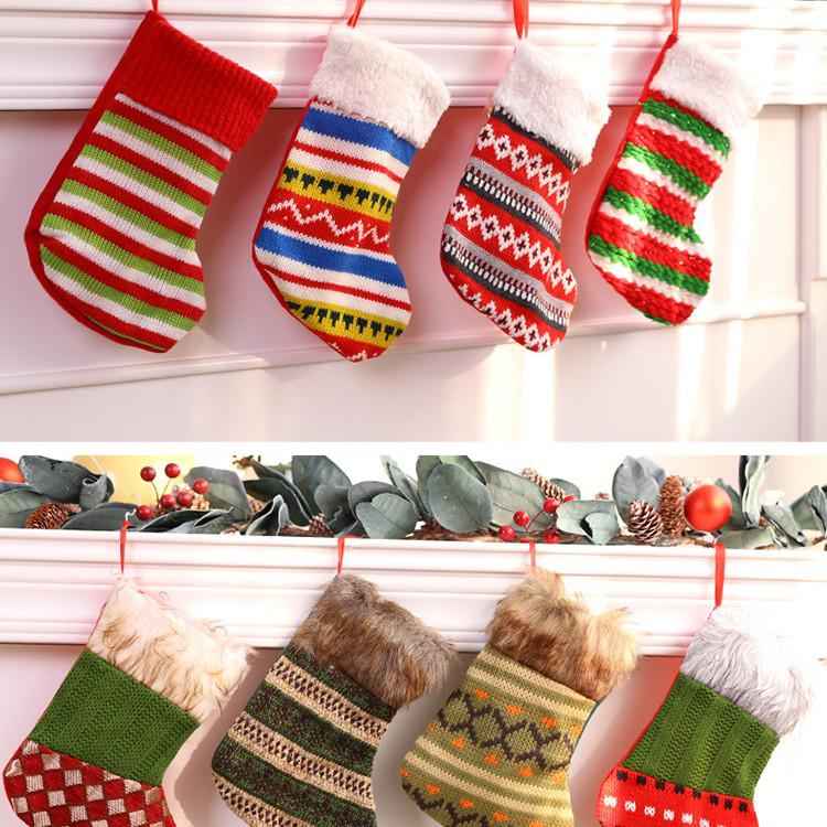 

Santa Claus Christmas Scene with Tree, Stockings, Gift Bags, and Ornaments