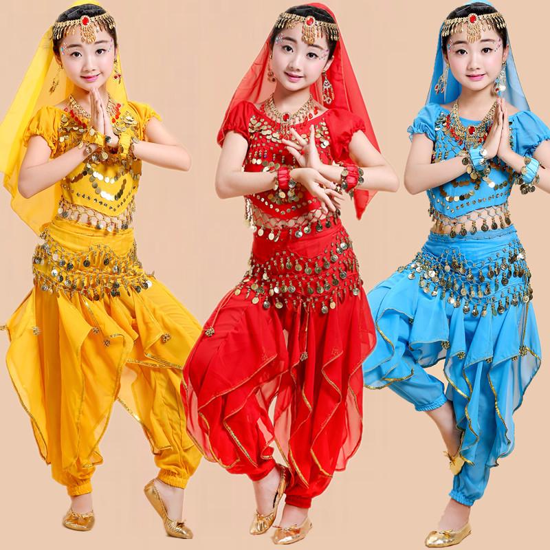 Children's Indian & Xinjiang Folk Dance Costume - Belly Dance Performance Outfit for Girls