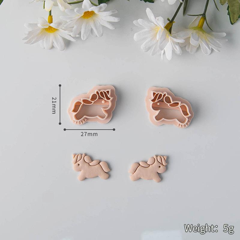 Miniature Cartoon Horse Earring Mold, Animal Shape Polymer Clay Cutter for DIY Jewelry Making, Charms, Pendants & Craft Projects