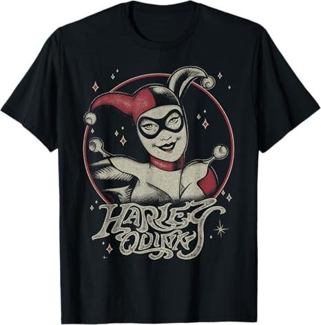 Comics Harley Quinn Dark Portrait Black TShirt S
