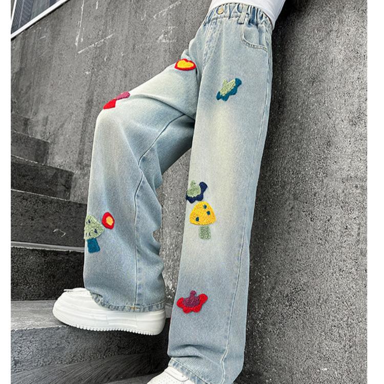 Girls' Jeans Spring and Autumn Children's Pants Spring Loose Wide Leg Pants