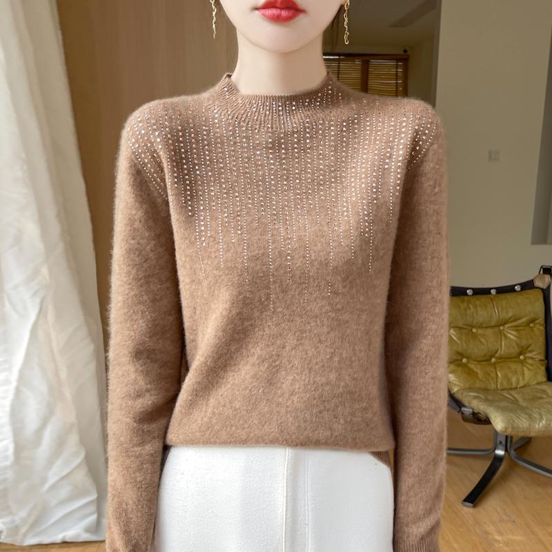 Women's Cashmere Sweater Qinghe Cashmere 30% Cashmere 70% Wool Autumn and Winter Pullover Warm and Fashionable