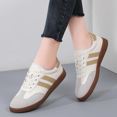 Versión Coreana de Zapatillas de Entrenamiento Alemanas para Mujer Primavera Nuevo Suela Plana Retro Bloque de Color Casual Deportivo Versátil Zapatillas de Skate