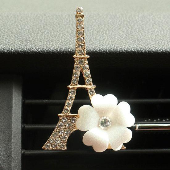 Deer Tower Cherry Rhinestone Car Air Outlet Duft Parfyme Clip Freshener
