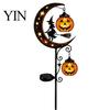 Holiday Seasonal Lawn Decor Solar Halloween White Ghost Pumpkin Moon Garden Stake Light, Waterproof LED Creative Gifts for Home Yard Decoration,