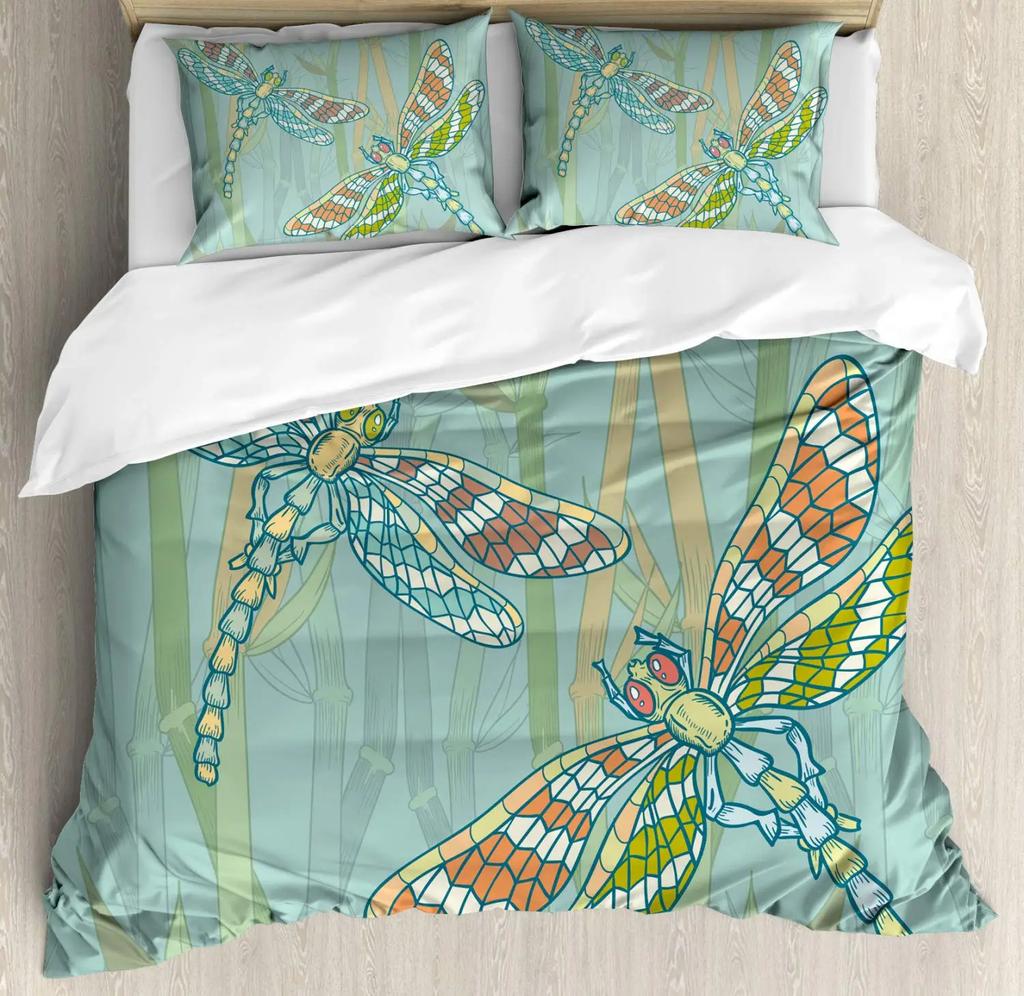 Bohemian Dragonfly King Queen Duvet Cover Mandala Paisley Bedding Set Tie Dye Trippy Gypsy Quilt Cover Polyester Comforter Cover