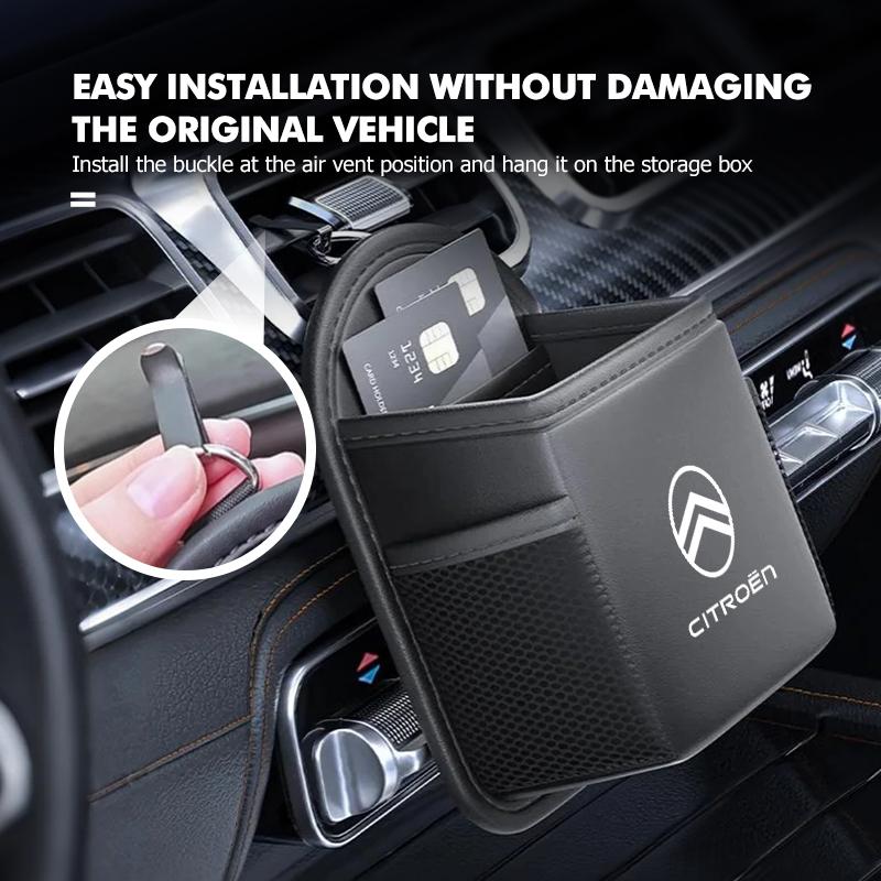 Leather Car Air Outlet Storage Bag Phone Hanging Bag Supplies For Citroen Jumper Celysee Cactus Picasso Aircross Saxo Grand aje256