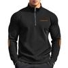 Men's Fleece-Lined Casual Half-Zip Stand Collar Patchwork Contrast Color Sweatshirt