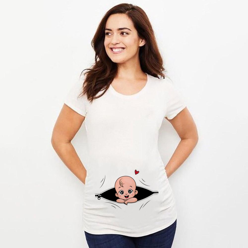Maternity Shirt Pregnancy AnnounceUnisext Tee Summer Casual Mama Pregnancy Blouses Clothes Basic Mama Clothes