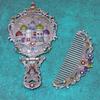 Tuban - Set: Castle / Butterfly / Peacock Alloy Handheld Mirror + Hair Comb (Various Designs)