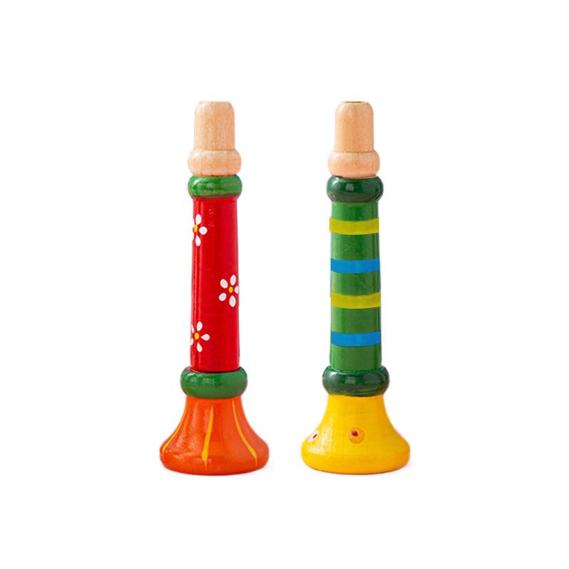 Wooden Trumpet Children Toy Horn Whistle Musical Instrument for Kids Early Educational Orff Music Instrument Sound Training Game