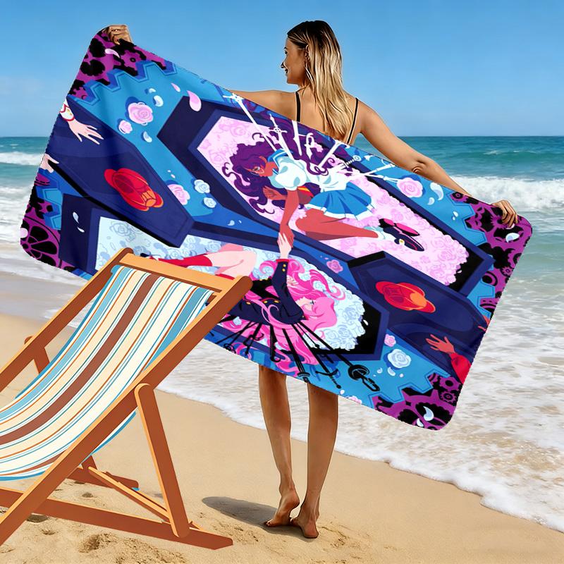 Girl-themed graphic design 2D Flat Print Beach Towel, Large Soft Quick Dry Towel for Beach Camping SwimmingXSTJ0915454