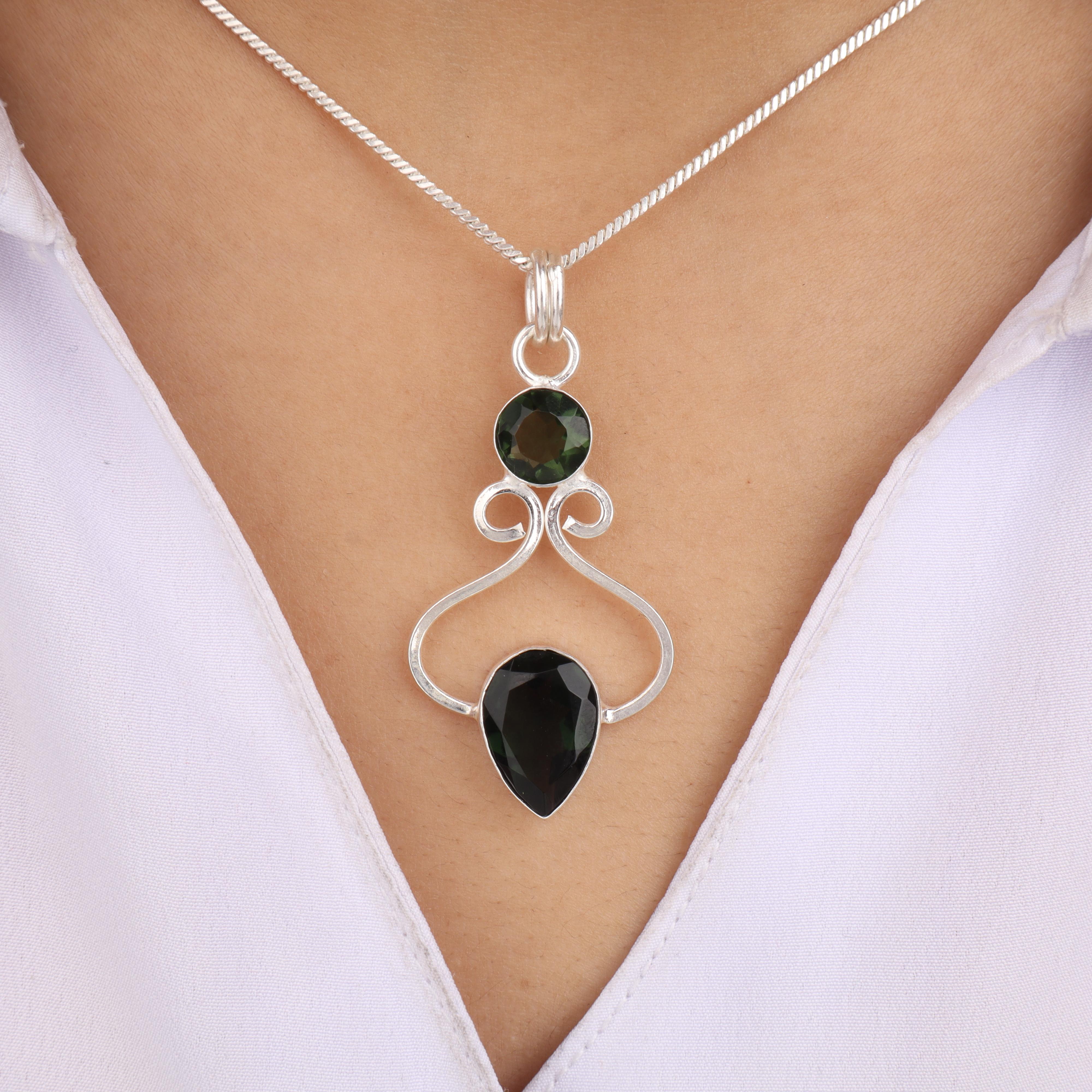 Green Tourmaline Gemstone 925 Sterling Silver Handcrafted Pendant 1.60  Gift For Her PP-13-32