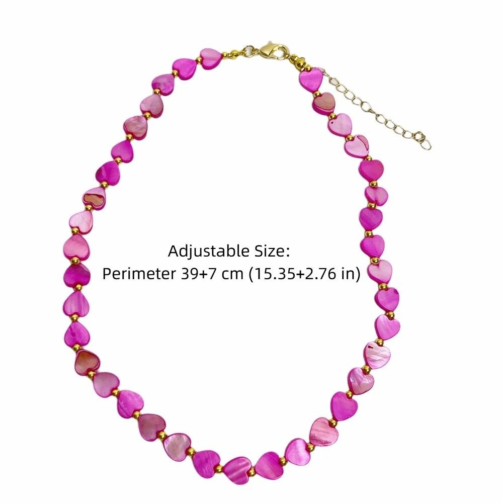 Adjustable Heart Beaded Necklace Ornaments Collarbone Chain Girls Couple Gift