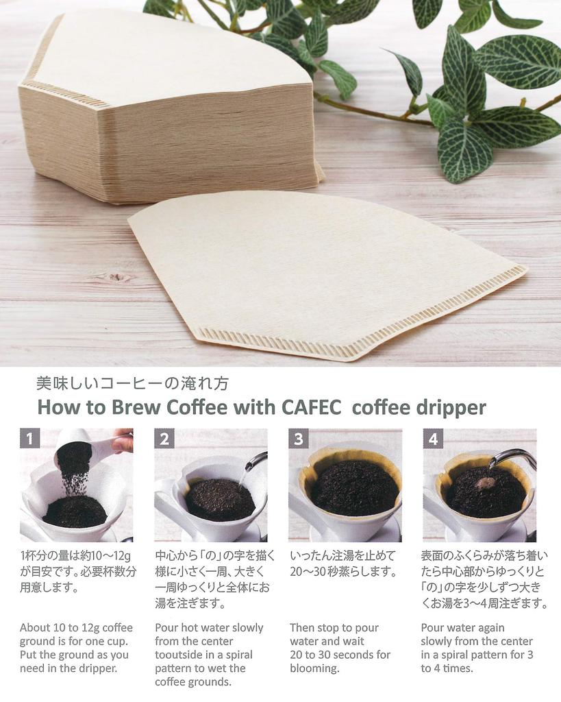 Sanyo Sangyo Coffee 100 Set of 2 Filters, Brown, 3-5 Cups, Unbleached, Fan-Shaped, Abaca, Filters,
