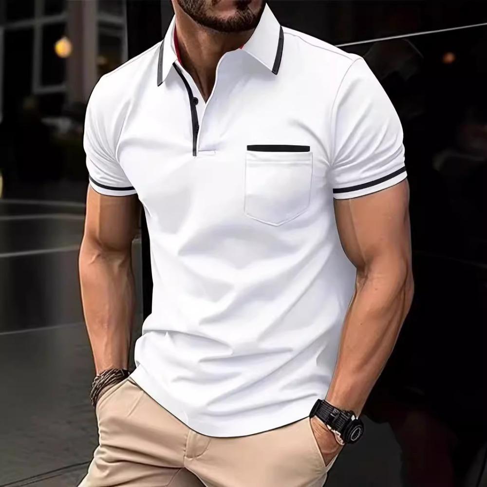 Pocket Splicing Polo Men's Casual Shirt