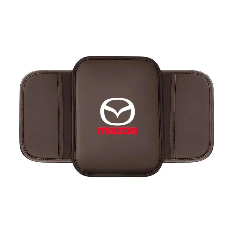 2025 Heißer Mittelkonsolen-Armlehnen-Schutz Leder Auto-Armlehnenbox-Polster Aufbewahrungstasche für Mazda 3 6 Axela Atenza CX-5 MX5 Auto AC