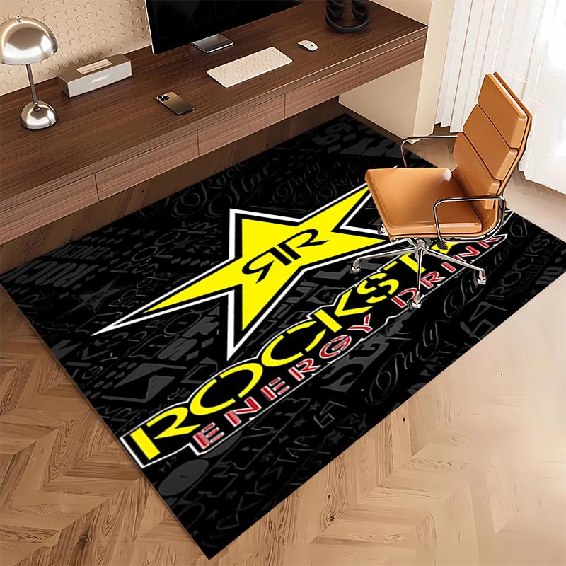 1pc Rockstar Energy Print Area Rug - Soft, Washable Non-Slip Indoor Mat, Living Room, Home Office Decorative Rug,Office Decorative