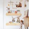 Boho Wooden Wall Shelf, Natural Pine Wood Floating Shelf, Scalloped Edge Display for Nursery, Kids’ Room, or Home Decor Nordic