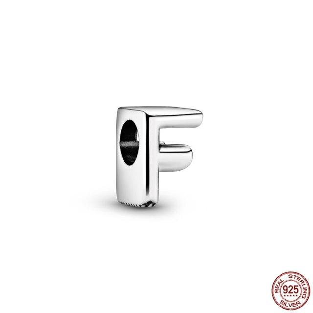 

100% натуральная подвеска из стерлингового серебра 925 пробы, памятная буква серии A-Z, бисер, оригинальный браслет-подвеска Panjia, ювелирные изделия