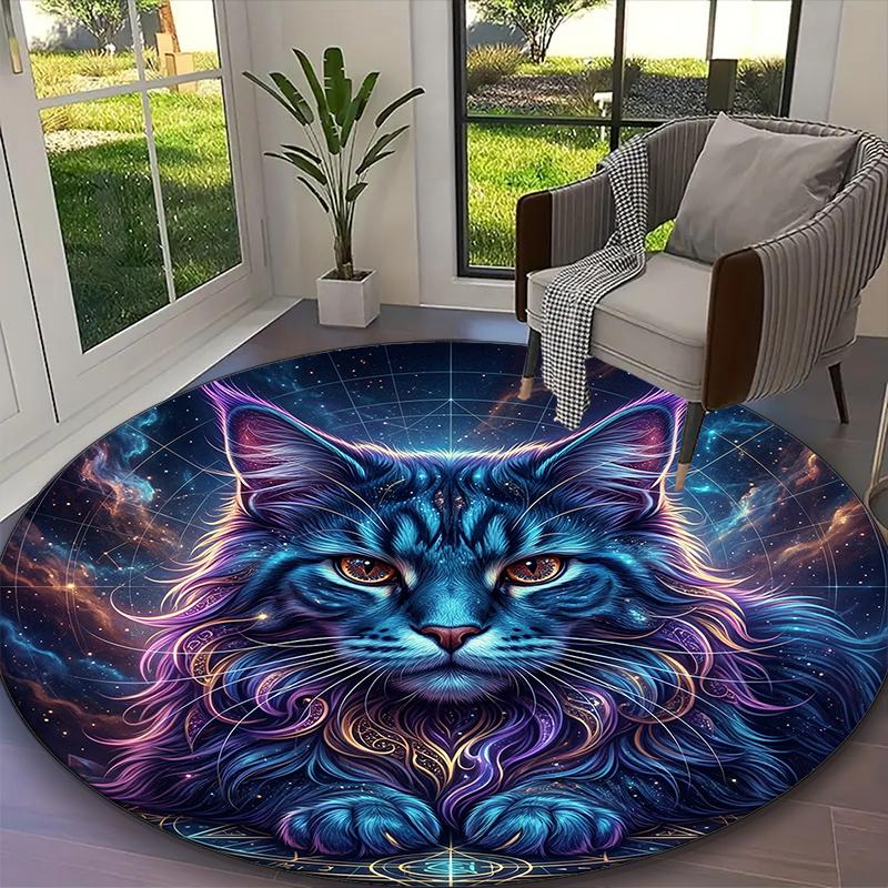 

1pc Mystic Dual Dragon Printed Chair Rug for Home Office Use, Living Room Kitchen Game Room Round Carpet Diameter 60cm