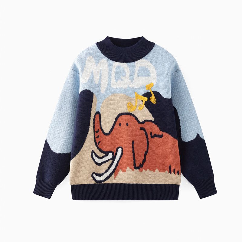 

[Designer Series] Mqd Children s Clothing Boys Sweater Autumn/Winter 2025 Children s Half-Turtleneck Base Layer Knit Tibetan youth 110