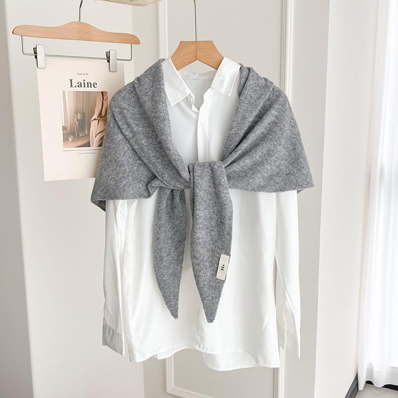 Women's Luxury Knit Shawl: Light, Versatile Solid Color Triangle Scarf & Cardigan for Spring/Autumn
