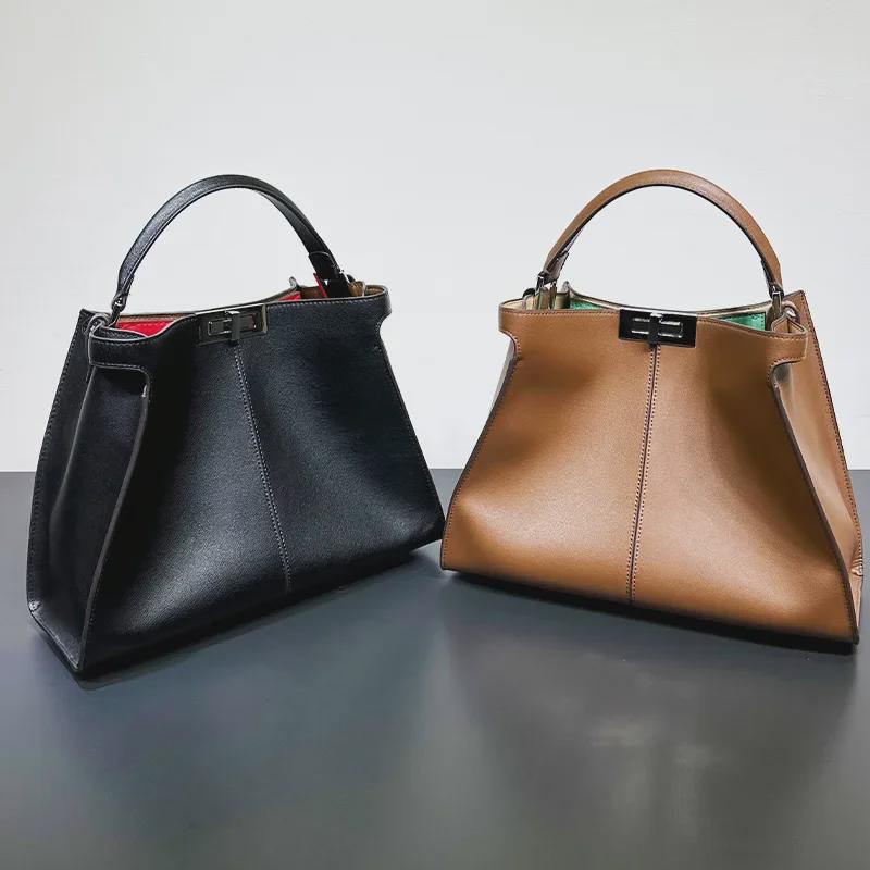 Luxury Women's Genuine Leather Tote: Spacious & Stylish Handbag for Shoulder or Messenger Use